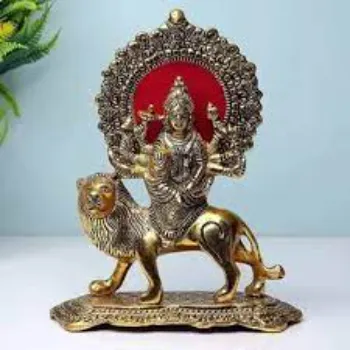 Golden Metal Durga Statue